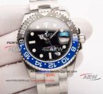 Perfect replica of the Rolex GMT-Master II black and blue ceramic bezel stainless steel watch 